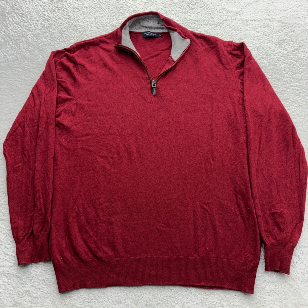 Filippo Riberti Mens XL Quarter Zip Sweater Burgundy Red Made in Italy Pullover